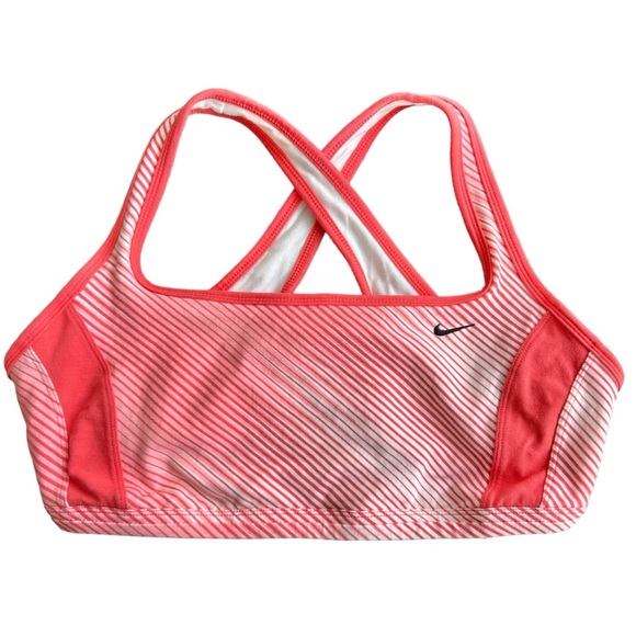 Nike Sports Bra Diagonal Striped Pullover Criss Cross Back Lined Size M (8-10) - Picture 5 of 12
